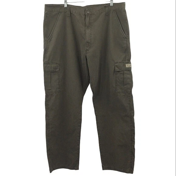 WRANGLER Cargo Pants Men's 42 x 30 Brown Grid Pattern Utility Flap Pockets