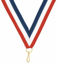 LOT of 10 Ribbons 7/8 x 32 inch Red White Blue Neck Ribbon Lanyard with clip
