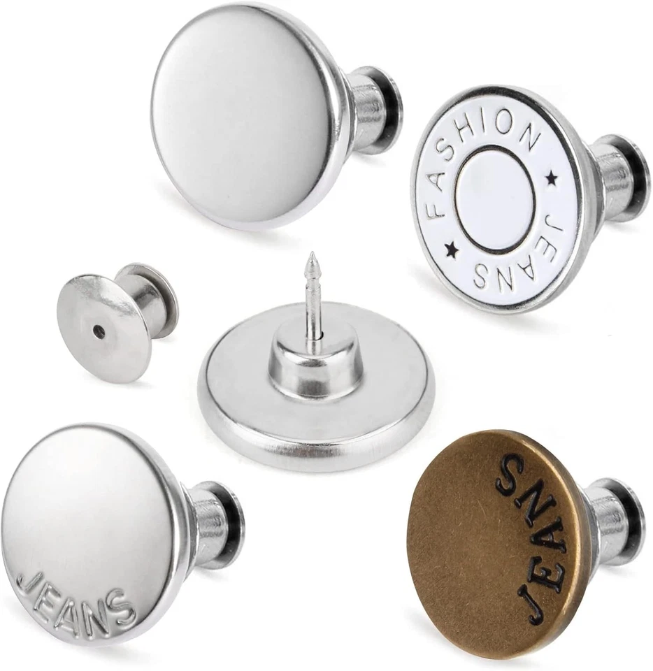 Stylish Jean Button Pin Replacement: 8 Adjustable Clips for Comfort Fit - Image 3 of 4