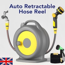 20M 50FT FLAT HOSE PIPE SPRAY GUN NOZZLE SET WITH REEL STAND GARDEN WATERING