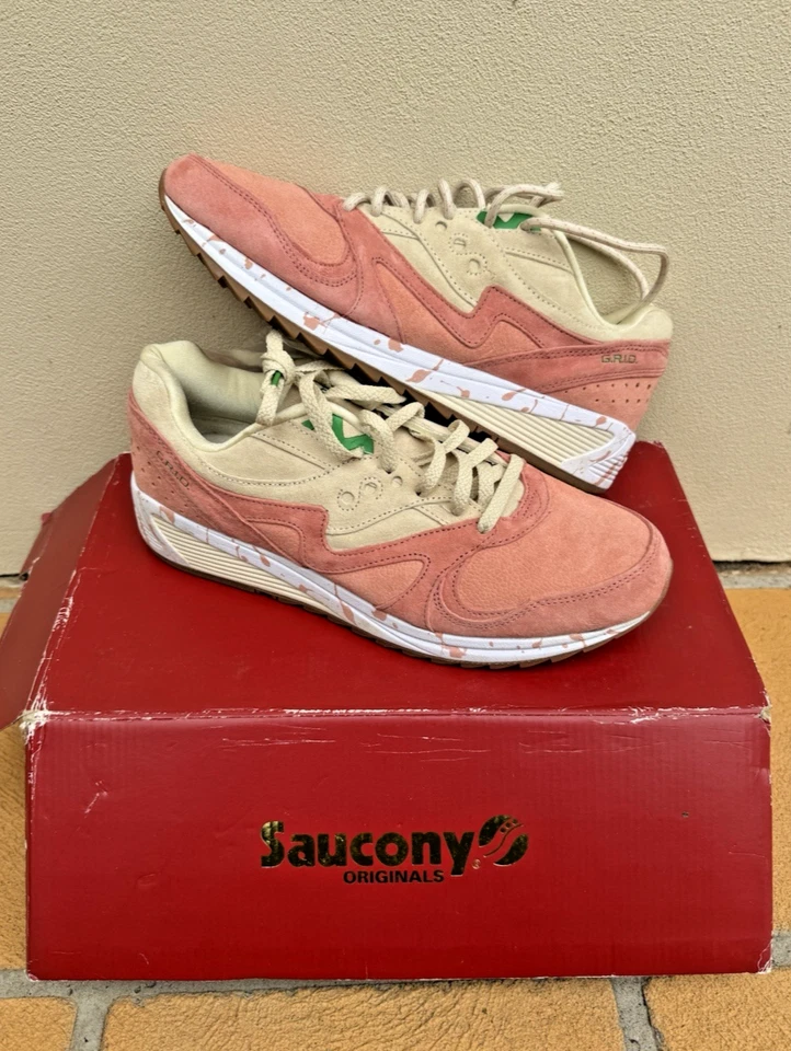 Кроссовки мужские SAUCONY Grid 8000 Shrimp Scampi размер 11 желтовато-коричневые розовые стильные - Изображение 2 из 4