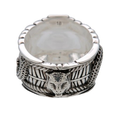 GUCCI Interlocking G Garden Snake Tiger Head Ring SV925 #18 499007