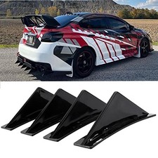 4pcs Universal Curved Shape Rear Bumper Diffuser Shark Fin Spoiler Trim Black