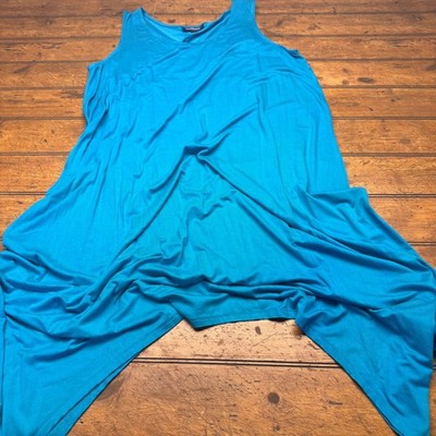 Roamans Womens Plus Size 18/20 Turquoise Blue Sharkbite Hem Sleeveless Tunic Top