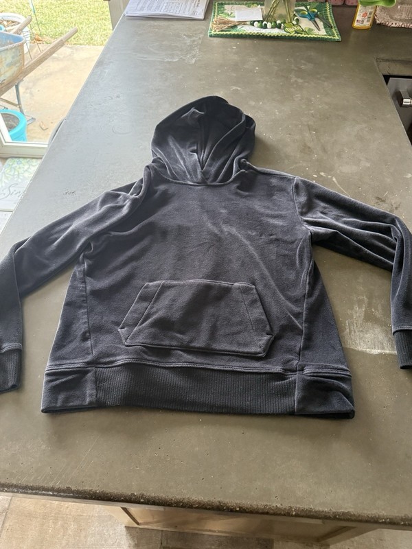 Girls Black Velour Hoodie Size L(10-12)