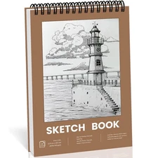 Sketch Book, 12"x9" 100 Sheets (68lb/100gsm) Inner Paper, Top Spiral Bound, A...