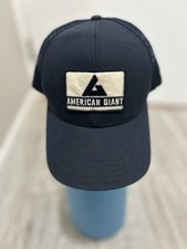 American Giant Hat Adult Men's Blue Trucker Mesh Strapback AG Cap USA Made