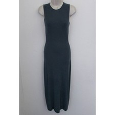 Quince Midi Tank Dress Medium Green Tencel Rib Knit Stretch Pullover Bodycon