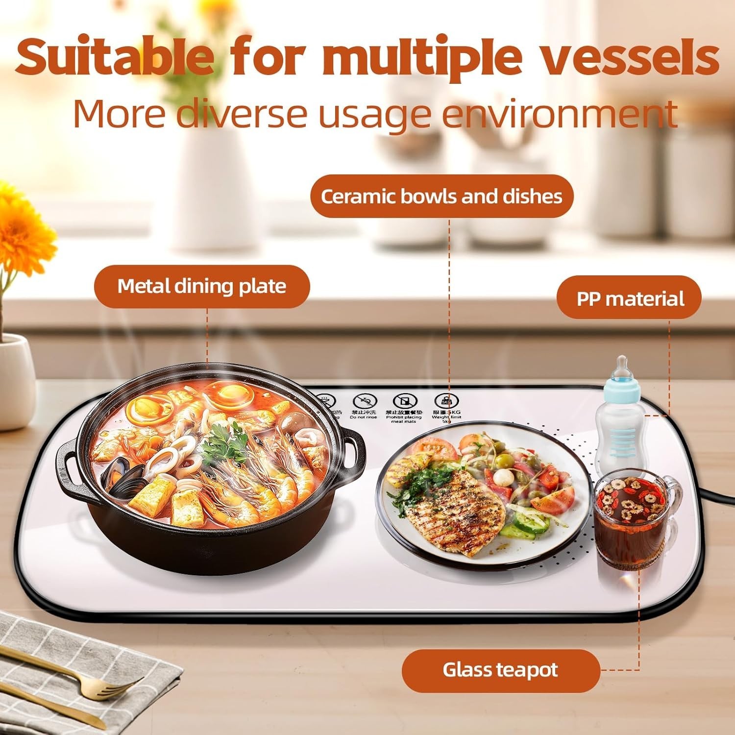 2PCS Food Warming Mat Temperature Electric Warming Tray