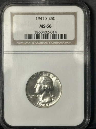 1941-S ** Washington Quarter ** NGC MS66 ** Silver 25¢