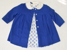 Vintage Girls Wool Peacoat Matching Dress Handmade Linda Huegel Size 4/5 70s