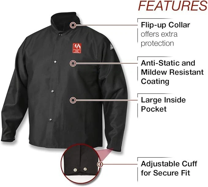 Chaqueta de soldadura ignífuga 100 % algodón FR ropa de trabajo transpirable y segura Foto 3 de 4