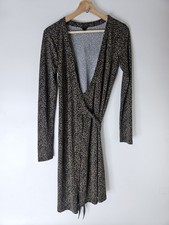 Ann Taylor Polka Dot Wrap Midi  Dress Size O Front Long Sleeve