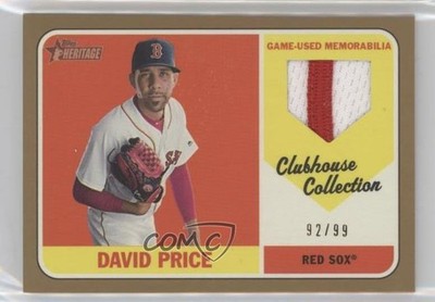 2018 Topps Heritage Clubhouse Collection Relics Gold 92/99 David Price 0q5