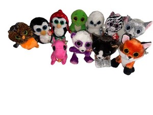 Ty Beanie Boos & Lump Stars - Lot Of 11 Cats,fox,dragon,owl,more Plush Lot