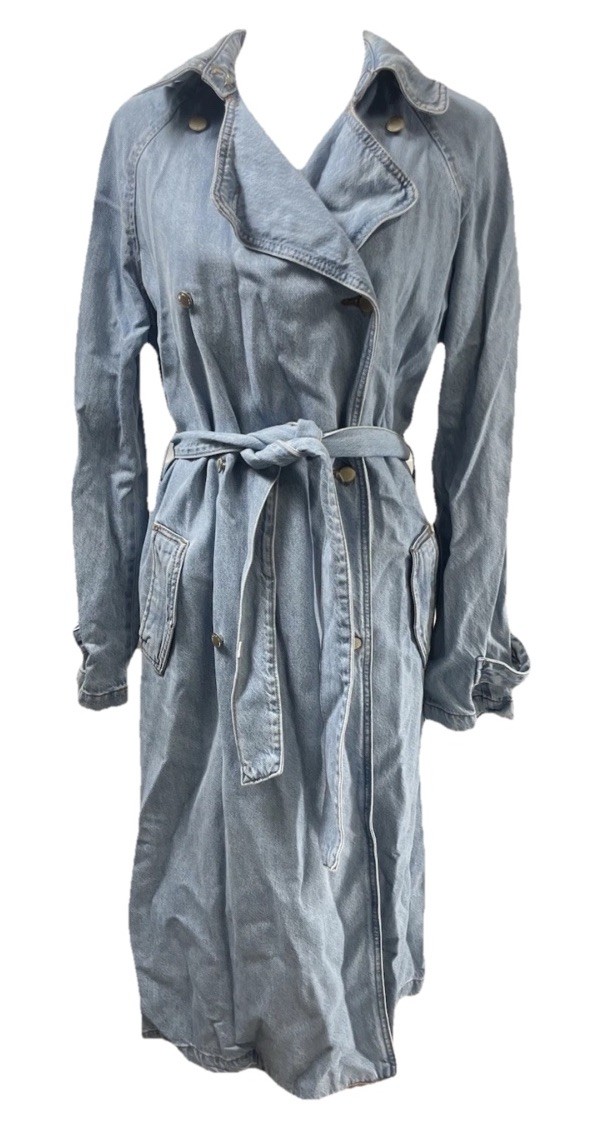 Universal Thread Jean Jacket Long Belted Trench C… - image 1