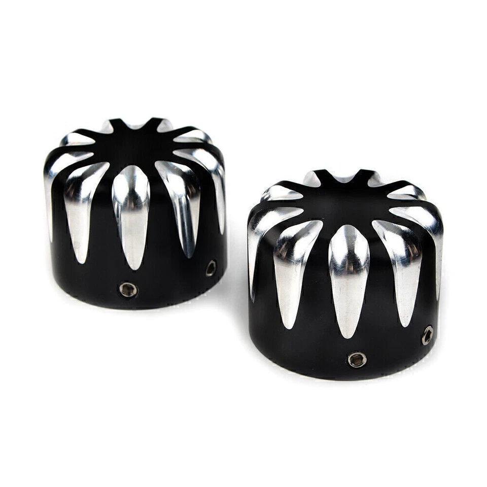 Cubierta de tuerca de tapa de eje delantero CNC negra para Harley Electra Glide Sportster Foto 3 de 4