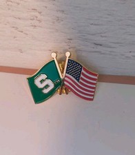 Michigan state Spartans And American Flag Pin Fashion
