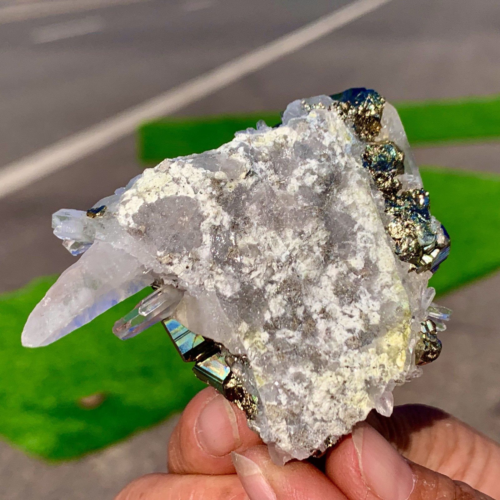 133G Natural colorful chalcopyrite clear Cluster coexisting crystal mineral