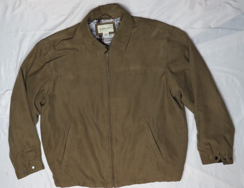 ST. JOHN'S BAY MENS JACKET XL TAN BROWN MICROSUEDE ZIP FRONT LINED FAUX LEATHER