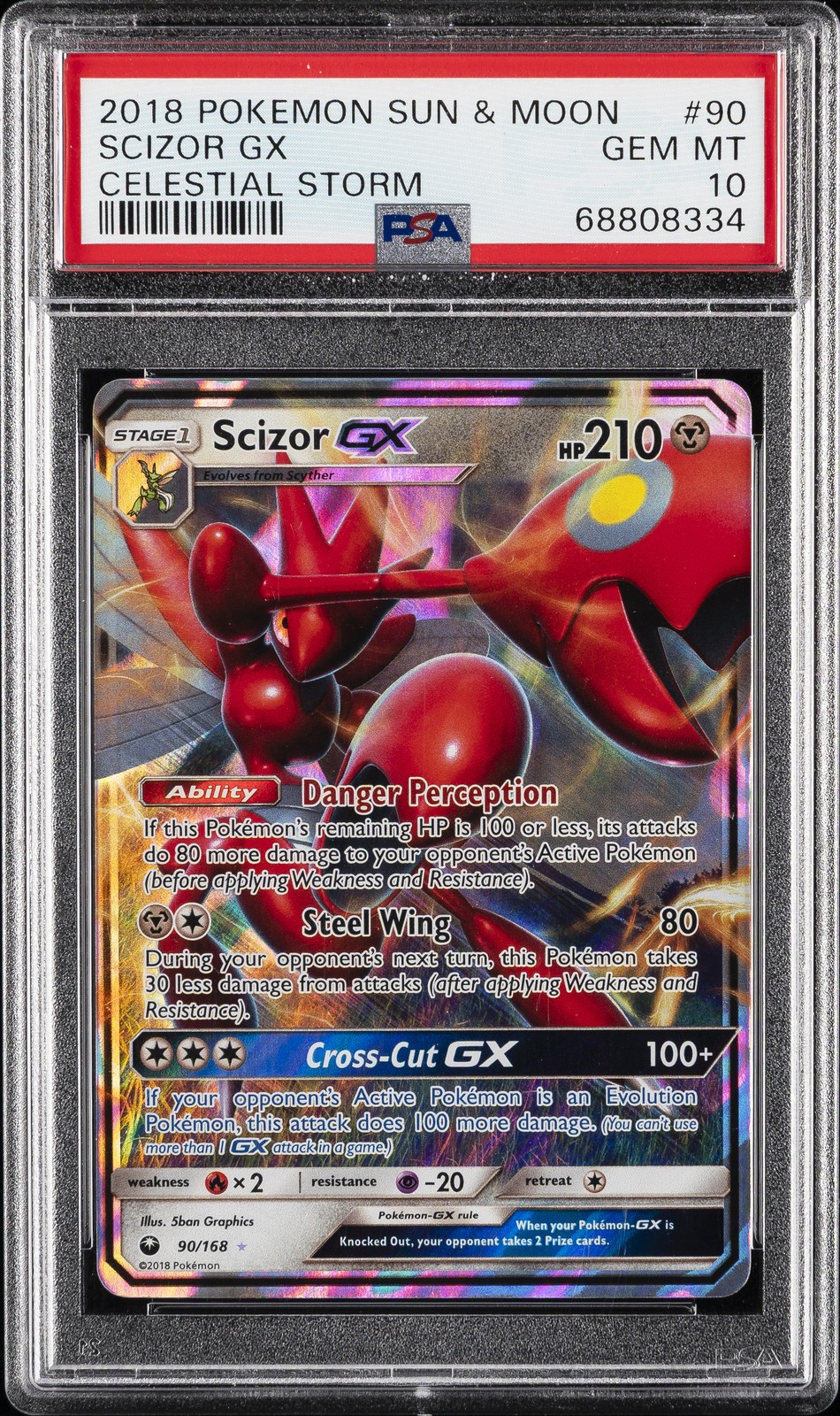 2018 POKEMON SUN & MOON CELESTIAL STORM #90 SCIZOR GX PSA 10