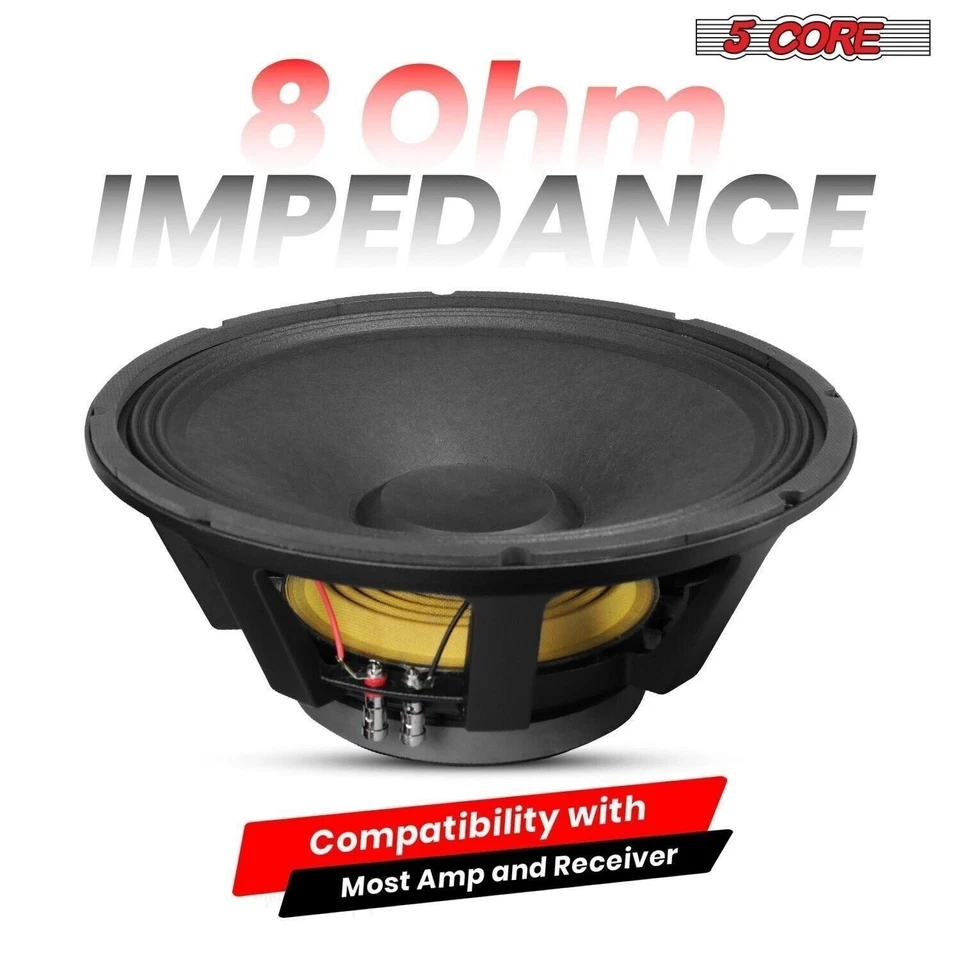5Core 15" Subwoofer Speaker 700W Max 8Ohm 3 " VC Audio PA DJ Sub Woofer - Image 3 of 4