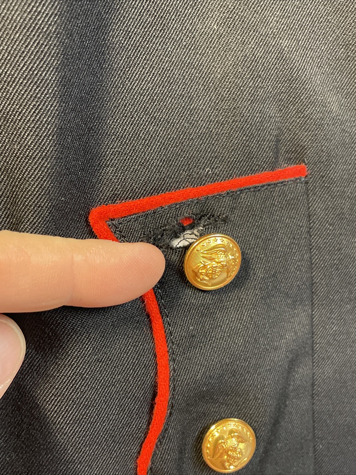 1989 USMC Uniform Dress Blue Jacket Coat MC Poly Wool Tunic Marines Size 35L NOS