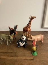 Schleich Konvolut 6 alte Vintage Tiere Original 80er Elch Esel Panda Hahn Sau