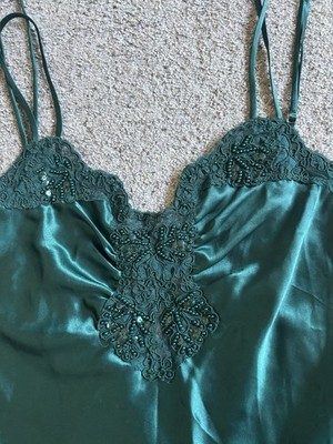 victoria secret green sequin dress Victoria Secret Emerald Green Slip Dress Gold Label Petite Extra Small