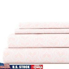 4 Piece Microfiber Bed Sheet Set Deep Pocket Hypoallergenic Soft Durable Queen