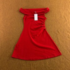 Mango Woman Size 4 Red Ruched Off-the-Shoulder Mini Dress NWT