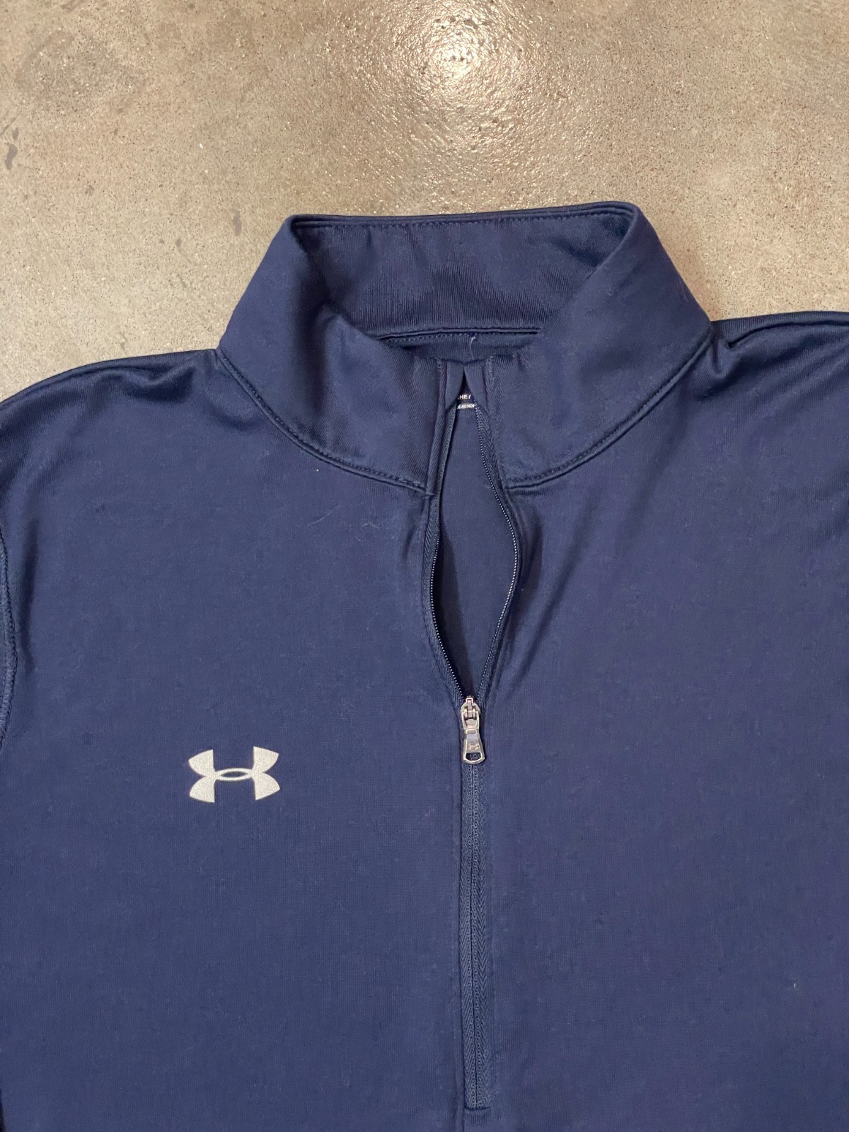 Under Armour Navy Blue Grey HeatGear Athletic Jacket Mens Large 1/4 Zip Summer thumbnail 8