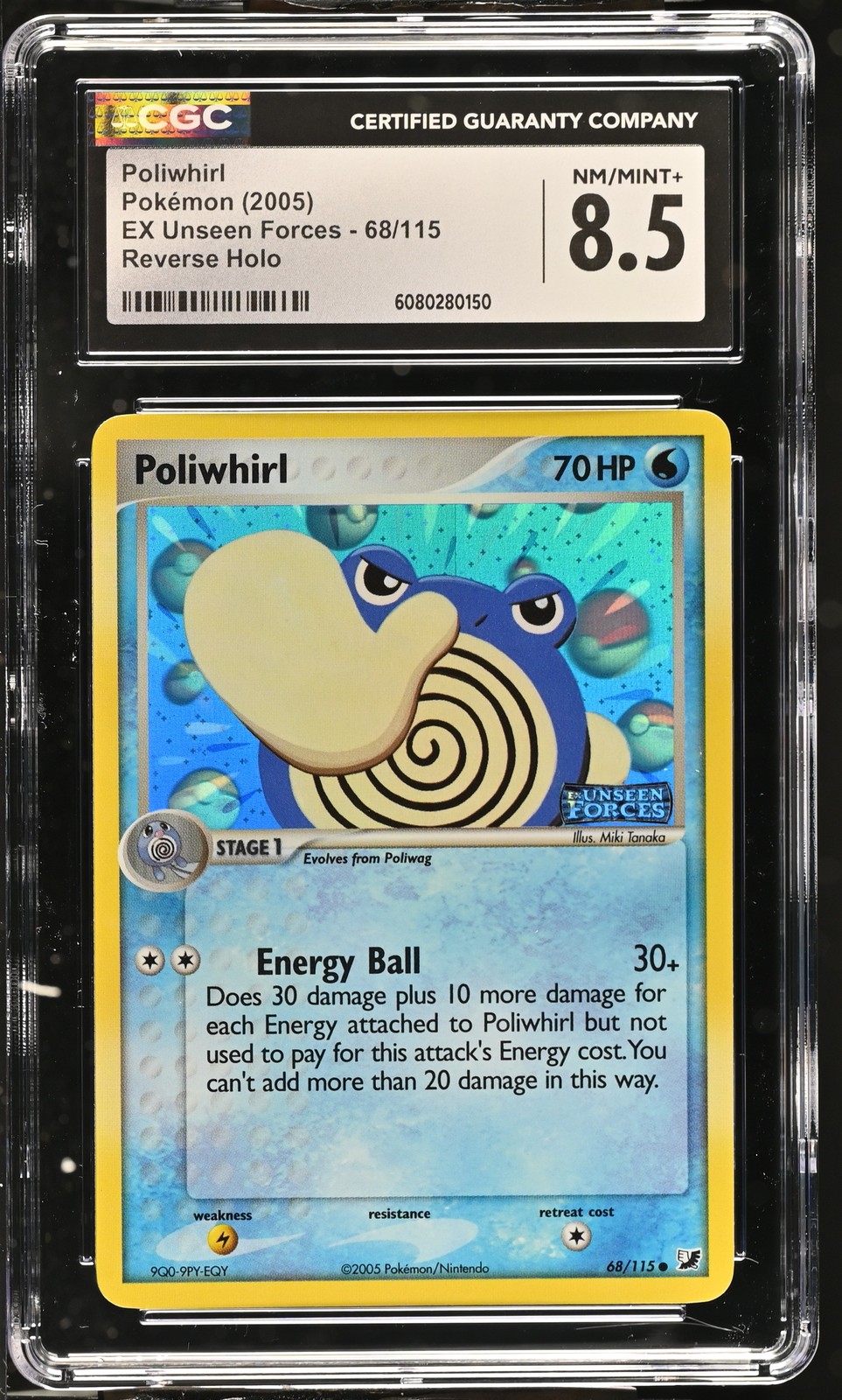 Poliwhirl Reverse Holo Ex Unseen Forces 68/115 CGC 8.5