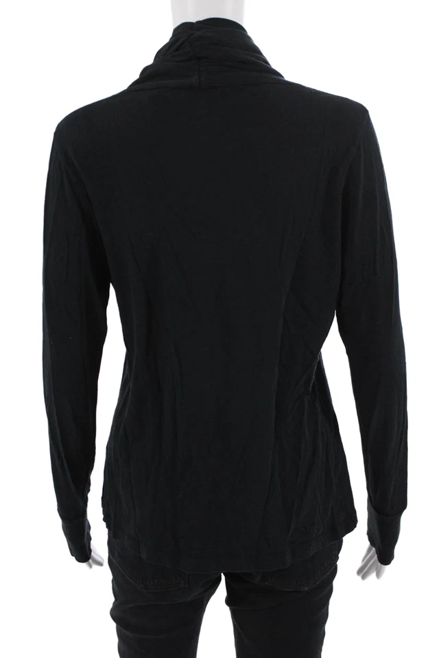 Lilla P Women Black 100% Pima Cotton Turtleneck Long Sleeve Jersey Top Size L - Image 3 of 4