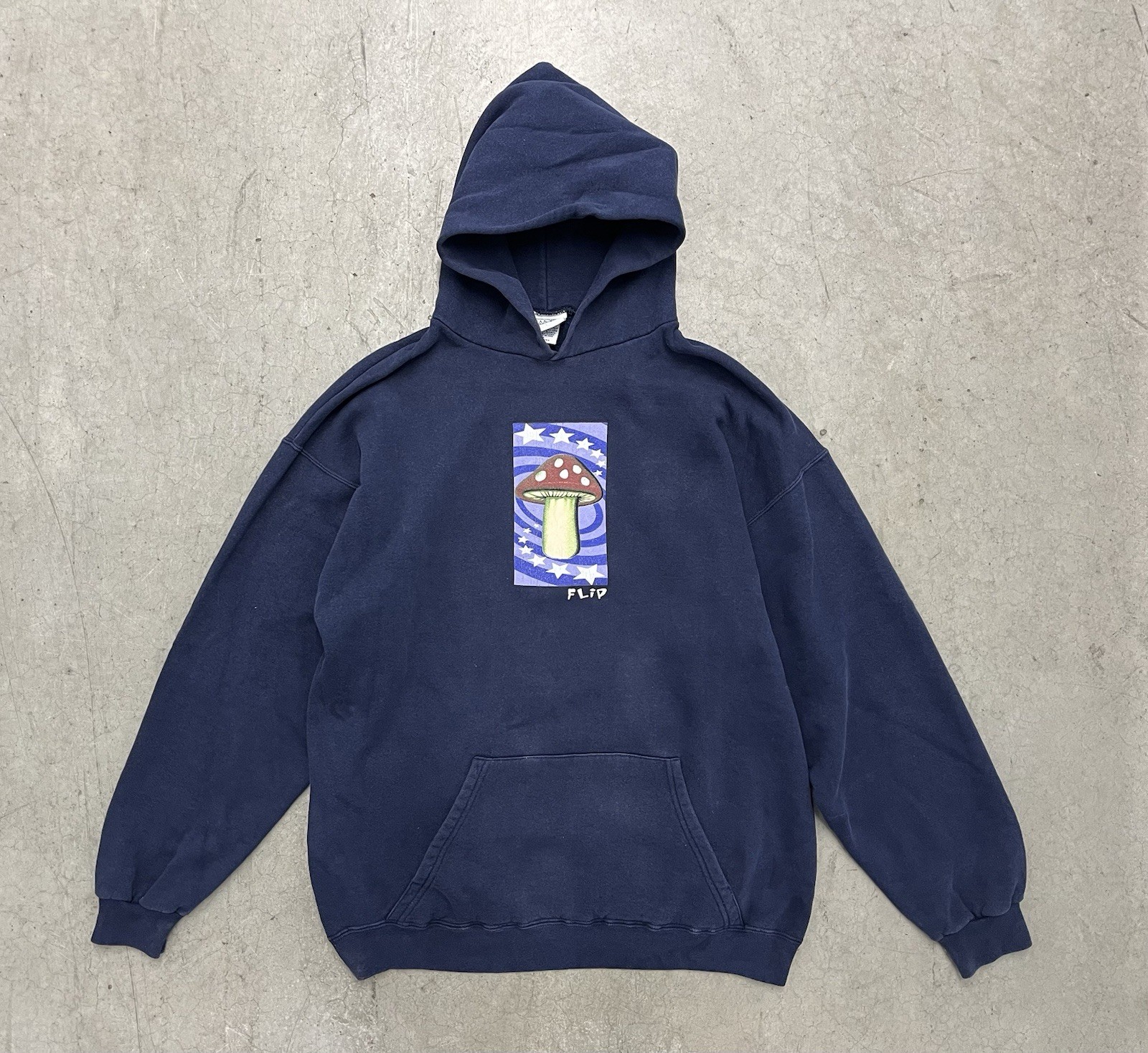 Tom Penny Mushroom Hoodie Sweatshirt Navy 1990s Large L