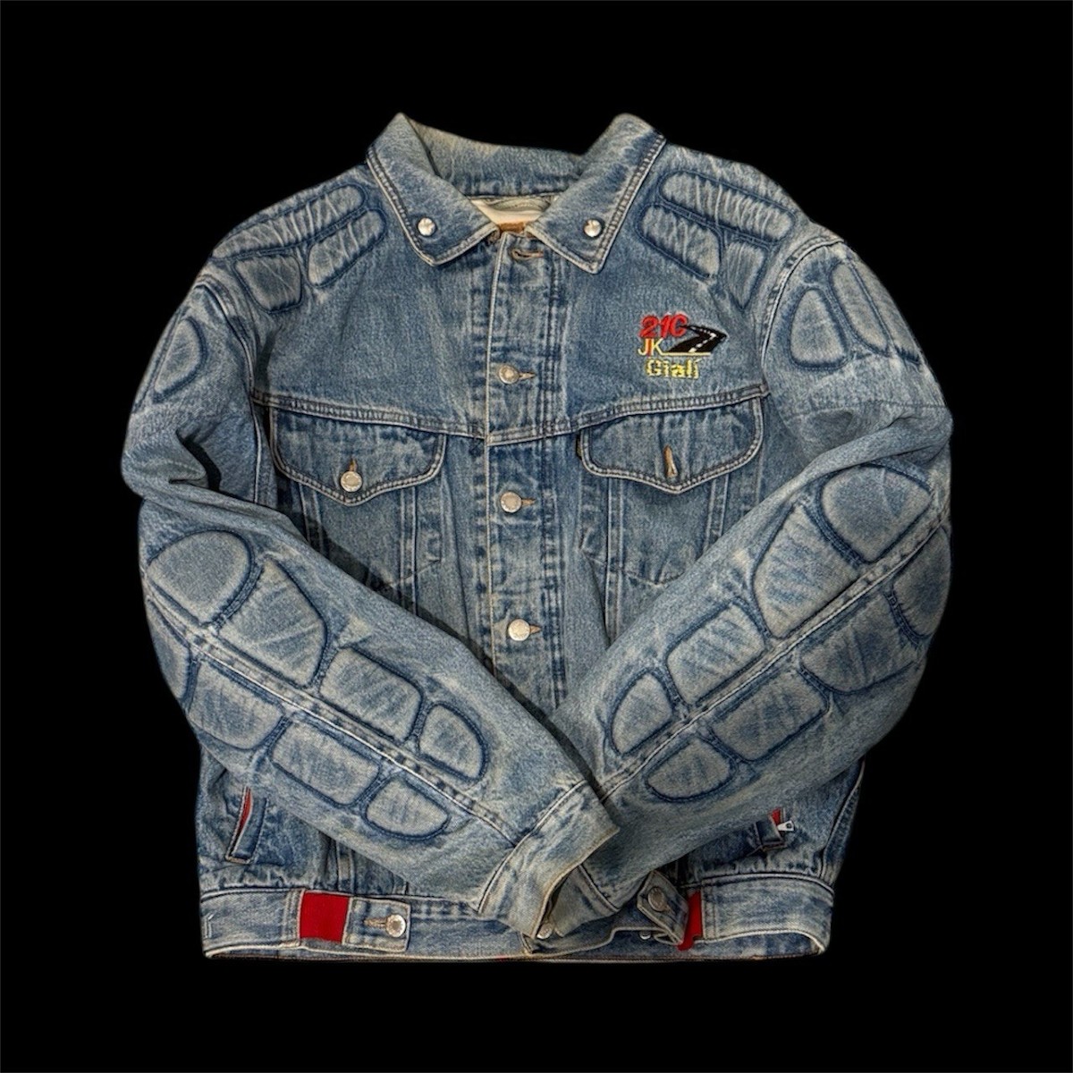 Vintage Giali 21c Padded Denim Motorcycle Jacket Rare Same One