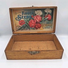 Antique D.M. Ferry & Co, Detroit, Choice Flower Seeds Original Box, Broken Latch