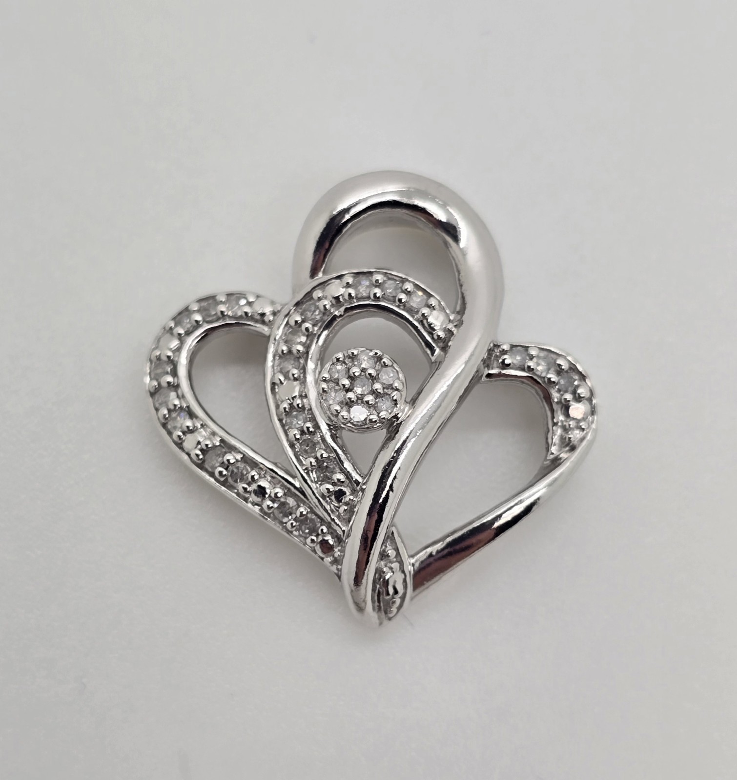 Sterling Silver Interlocking Double Heart Cluster… - image 2