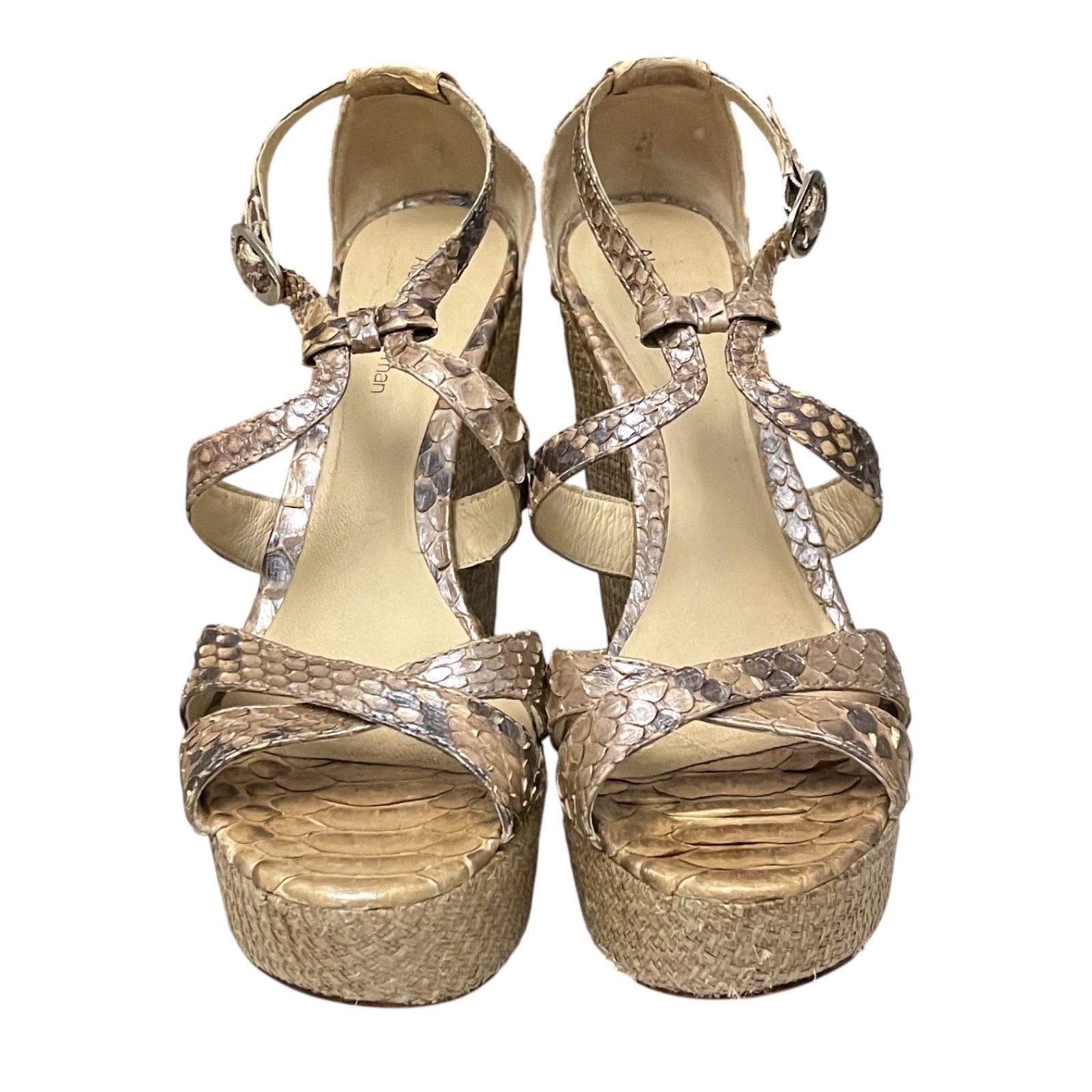 Alexandre Birman Python Wedge Sandals 7.5 Raffia … - image 9