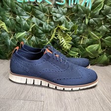 Cole Haan Zerogrand Stitchlite Wingtip Blue Oxford Mens Shoes Size 11