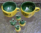 Artisanal Tribal Pottery soup cups mini jugs pitchers green yellow Gorka?? — photo 3