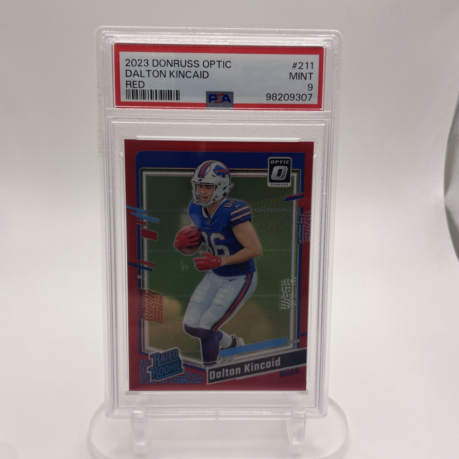 2023 Panini Donruss Optic - Rated Rookie Dalton Kincaid #211 Red Prizm /99 (RC)