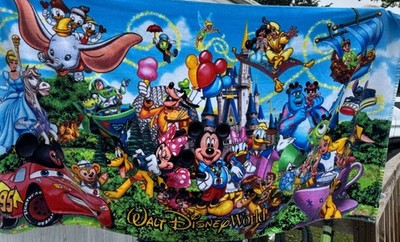 Disney Parks Walt Disney World Multi Characters Beach Towel Huge 100% Cotton