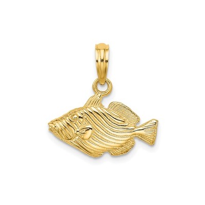 14k Gelbgold Fisch Anhänger Strukturiert Maritim Sea Life Charm für Unisex Halskette