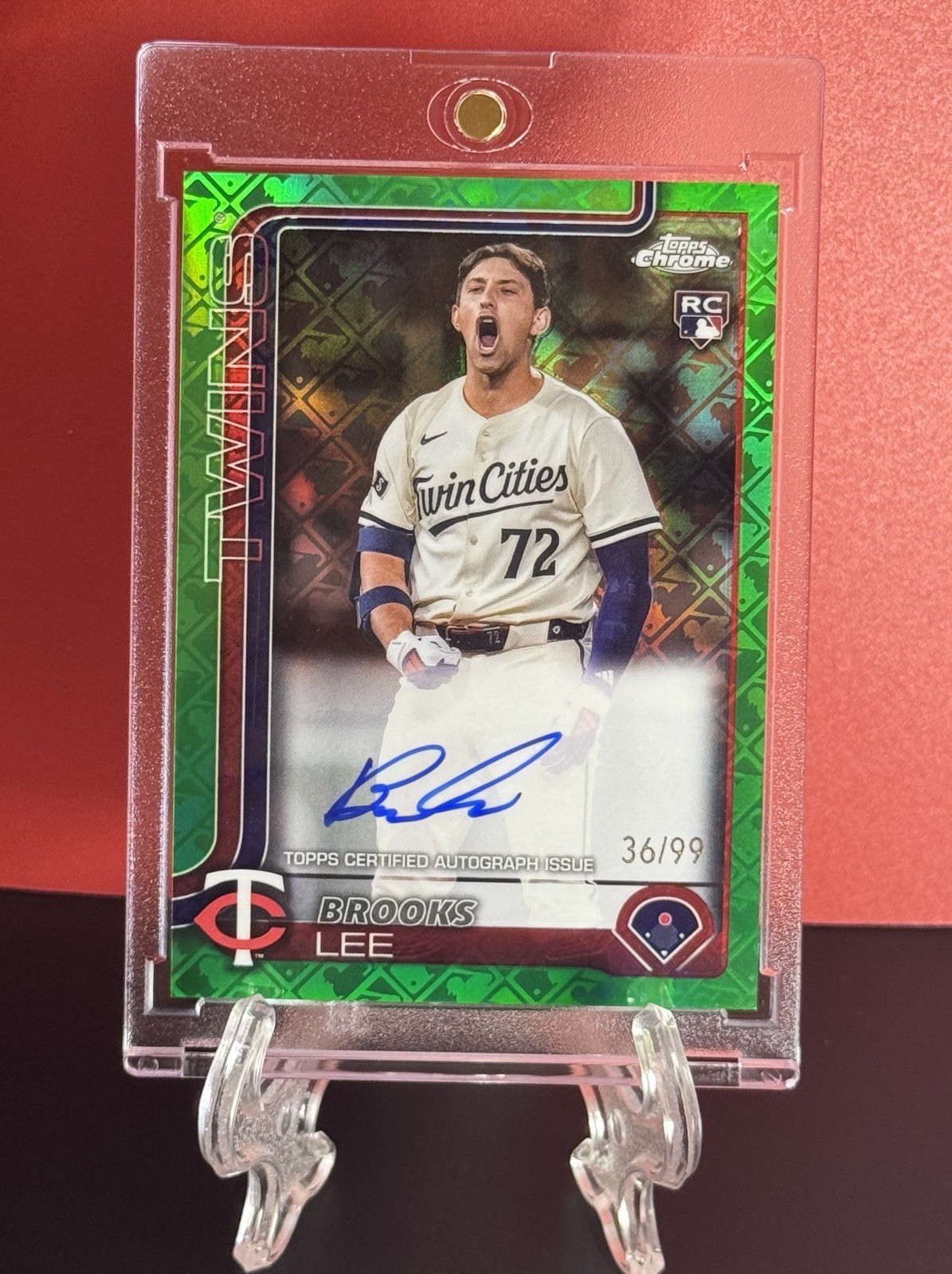 2025 Topps Chrome LogoFractor Brooks Lee Rookie Auto RC Green Refractor #/99