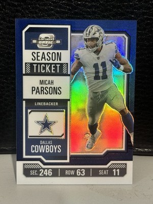 2023 Panini Contenders Optic - Season Ticket Micah Parsons #14 Blue Prizm /99
