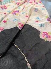 Floral Chiffon Suare Silk Scarf Sheer Butterfly Print - 29x29
