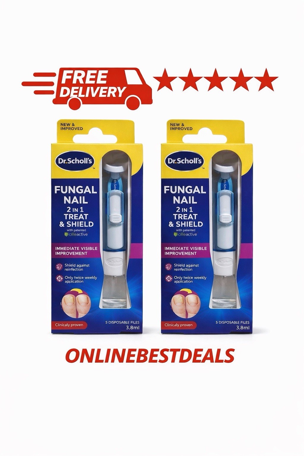Dr. Scholl’s Fungal Nail Treatment 2 in 1 Treat & Shield – 3.8ml (Pack of 2)