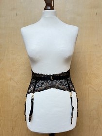 Bordelle Onda Suspender Garter Black Adjustable 24k Gold Plated S