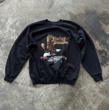 Vintage 70s 80s Harley Davidson 3D Emblem Eagle Sweatshirt Size Large